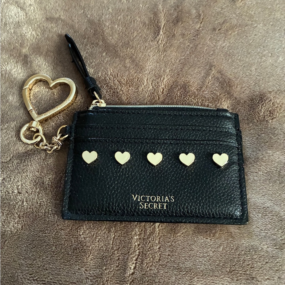 Victoria's Secret Black Card Holder with Gold Heart Accents